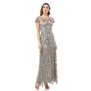 JS Collections Floral Embroidered Dress